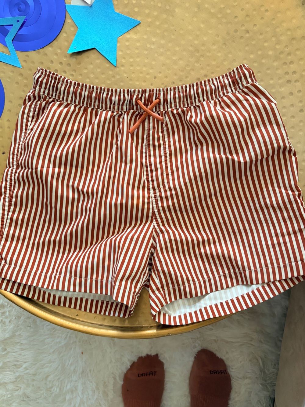 Zara Rust and White Striped Swim Bottom